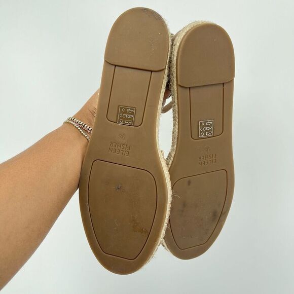 Eileen Fisher Gold Lala Espadrille Flat Ankle Strap Shoes Women’s Size 9.5 - Picture 6 of 14